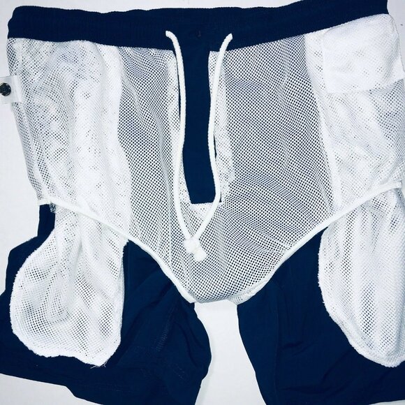 Tommy Bahama Men Swimming Shorts Navy Blue Drawstring 5 Pockets Size L - Picture 6 of 9